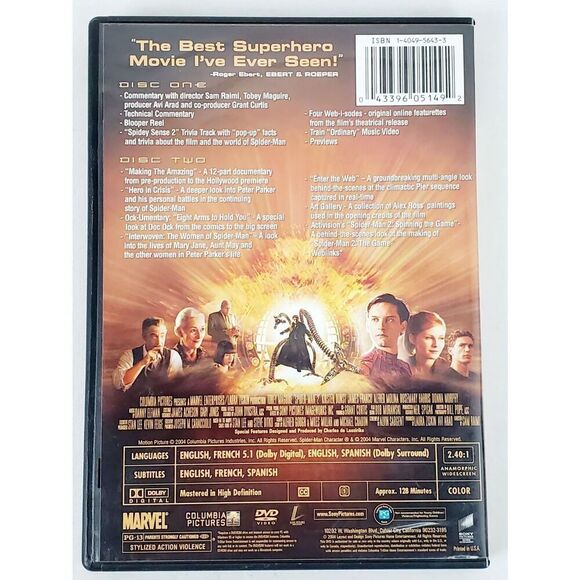 Spider-Man 2 Widescreen Special Edition DVD 2-Disc Set Marvel Columbia Pictures - Picture 4 of 4